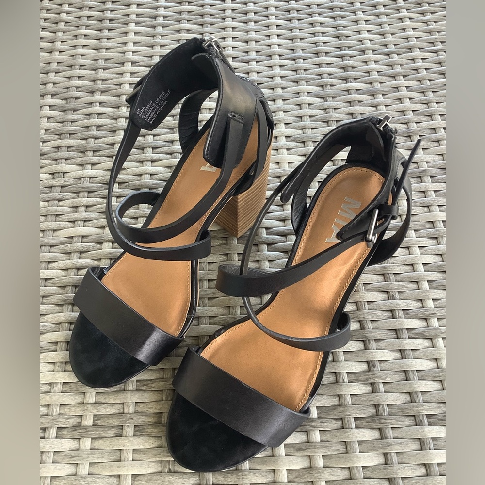 MIA Women’s Black Strappy Sandal Heels - Size 8M